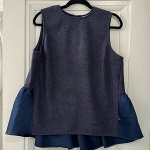Wool and silk peplum navy top